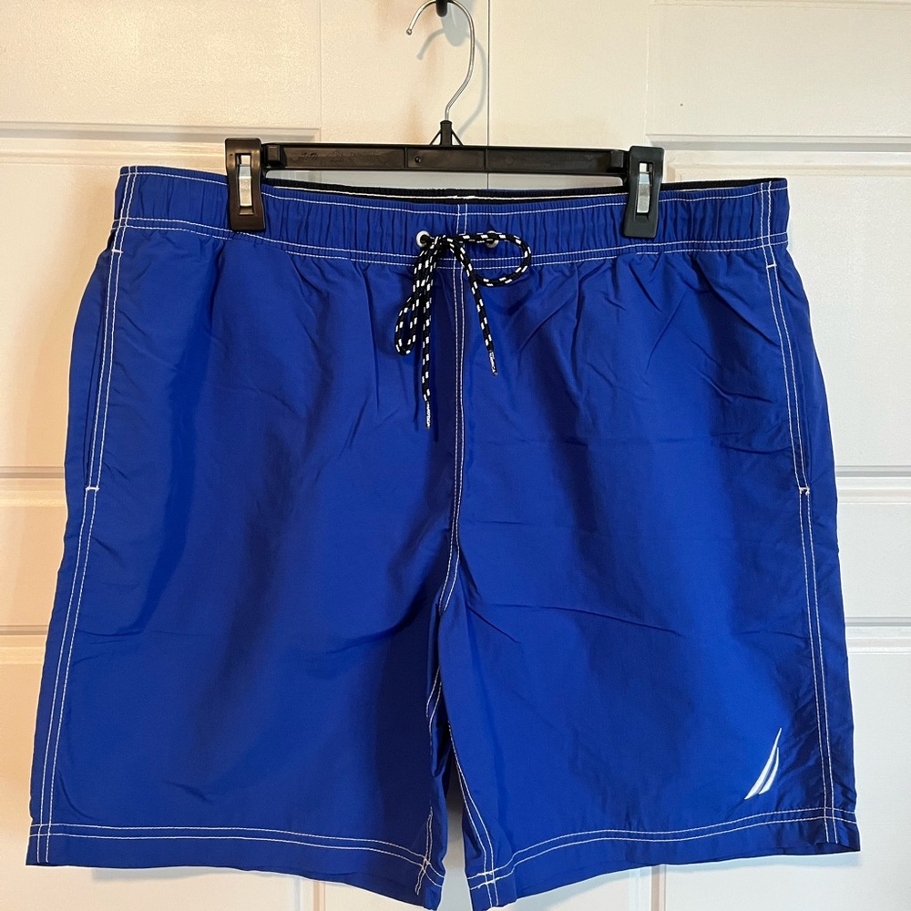 Men’s Nautica Blue Swim Trunks with Quick-Dry Fabric